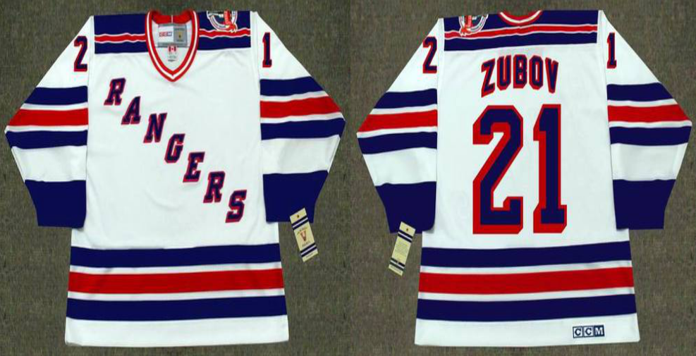 2019 Men New York Rangers #21 Zubov white CCM NHL jerseys->new york rangers->NHL Jersey
